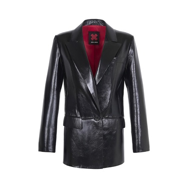  KeinxDesa Siyah Kadın Deri Blazer Ceket