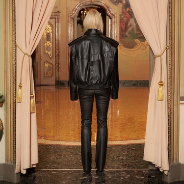  KeinxDesa Siyah Unisex Oversize Deri Ceket