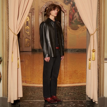  KeinxDesa Siyah Unisex Oversize Deri Gömlek