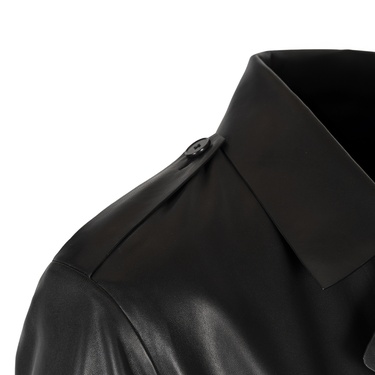  KeinxDesa Siyah Unisex Oversize Deri Gömlek