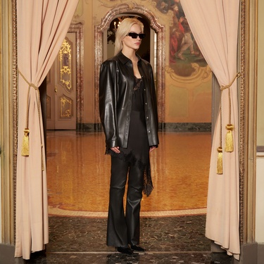  KeinxDesa Siyah Unisex Oversize Deri Gömlek