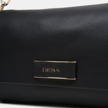  Kadın Siyah Gold Zincir Detaylı El ve Omuz Çantası