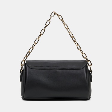  Kadın Siyah Gold Zincir Detaylı El ve Omuz Çantası