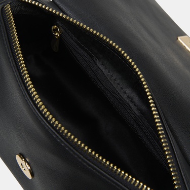  Kadın Siyah Gold Zincir Detaylı El ve Omuz Çantası