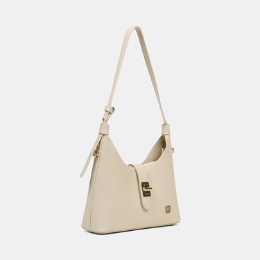  Kadın Ekru Gold Kilit Detaylı Omuz Çantası