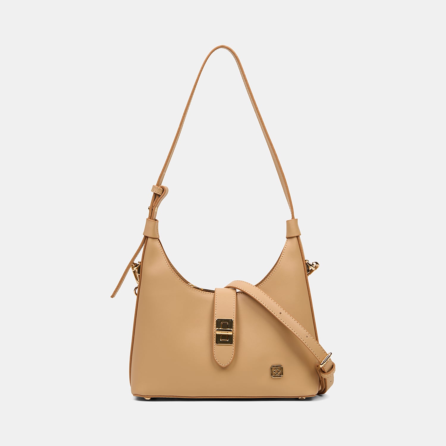  Kadın Camel Gold Kilit Detaylı Omuz Çantası