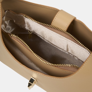  Kadın Camel Gold Kilit Detaylı Omuz Çantası