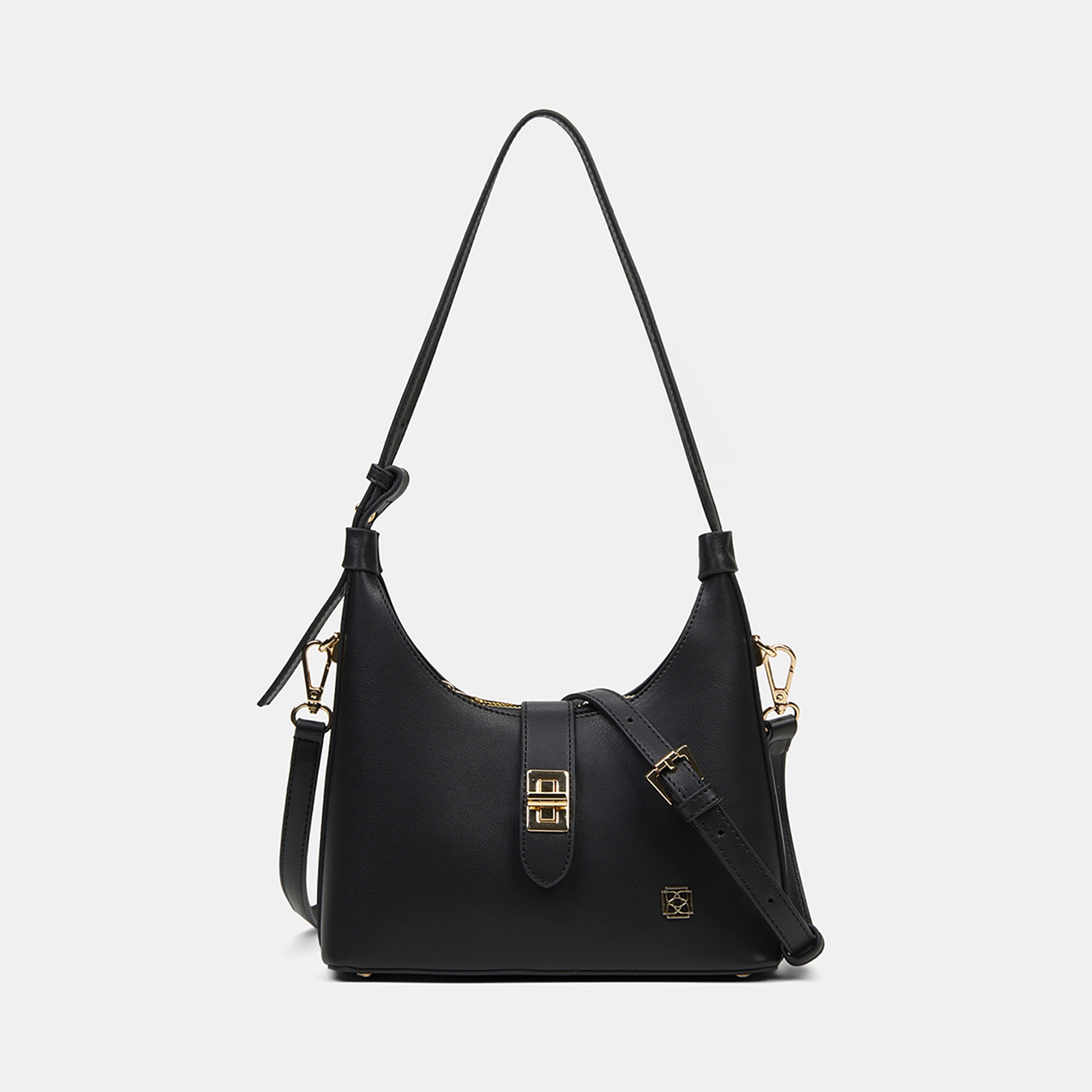 Kadın Siyah Gold Kilit Detaylı Omuz Çantası