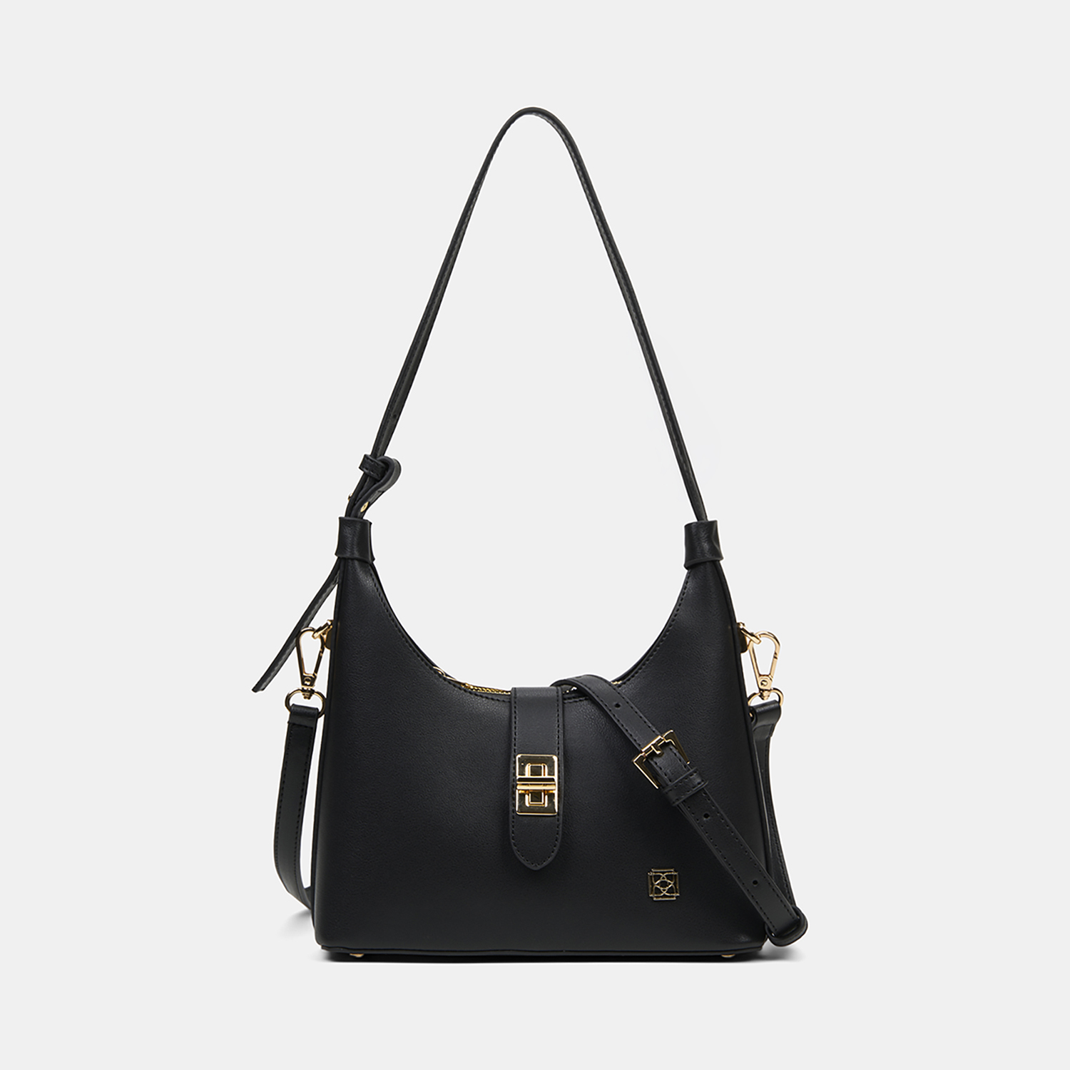  Kadın Siyah Gold Kilit Detaylı Omuz Çantası