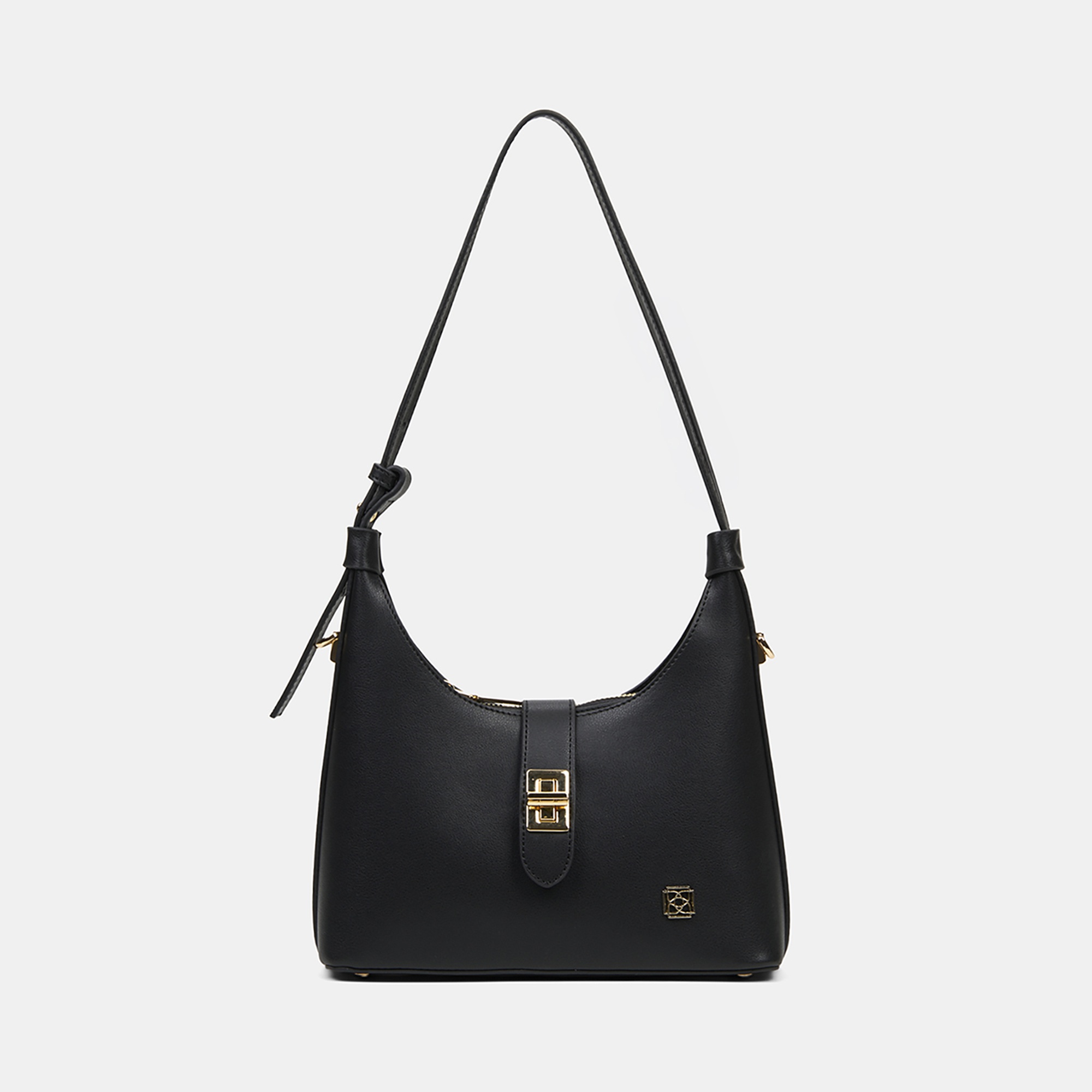 Kadın Siyah Gold Kilit Detaylı Omuz Çantası