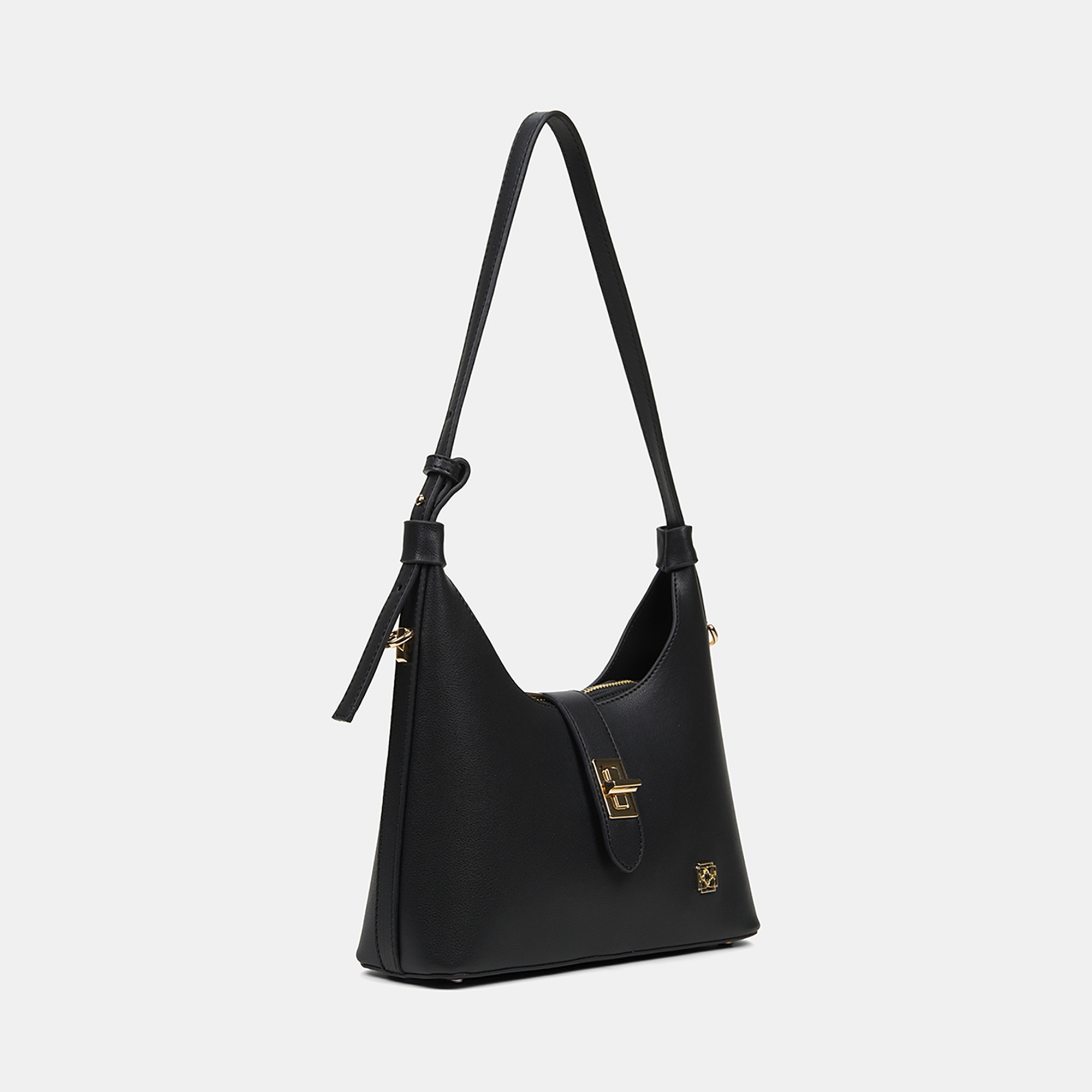 Kadın Siyah Gold Kilit Detaylı Omuz Çantası