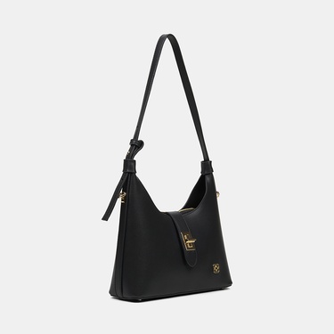  Kadın Siyah Gold Kilit Detaylı Omuz Çantası