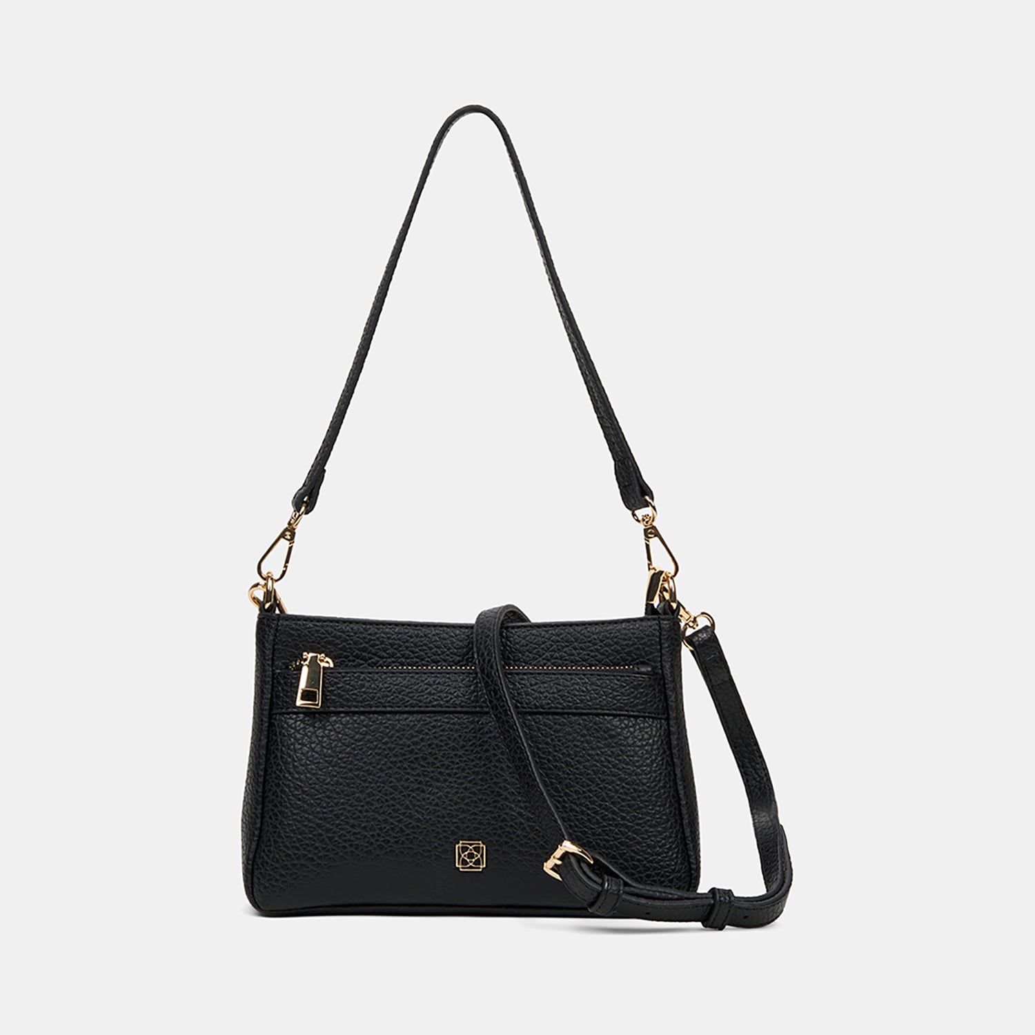  Kadın Siyah Dokulu Fermuar Detaylı Postacı Çantası