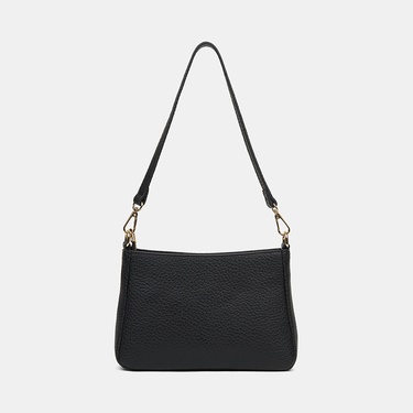  Kadın Siyah Dokulu Fermuar Detaylı Postacı Çantası