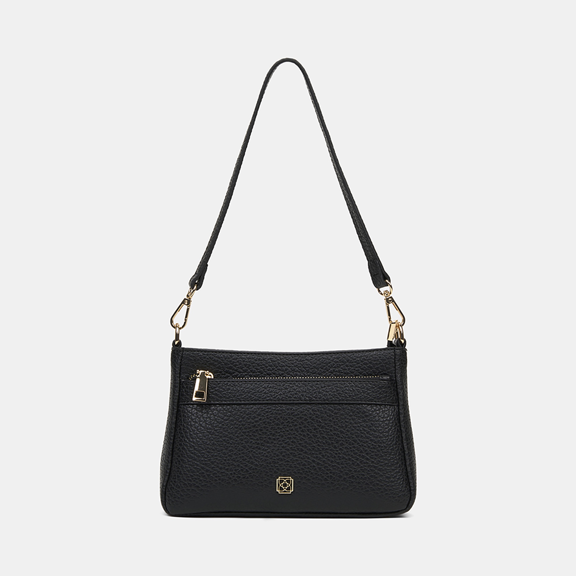 Kadın Siyah Dokulu Fermuar Detaylı Postacı Çantası