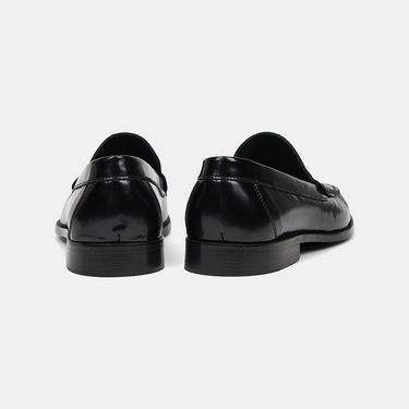  Erkek Siyah Klasik Deri Loafer