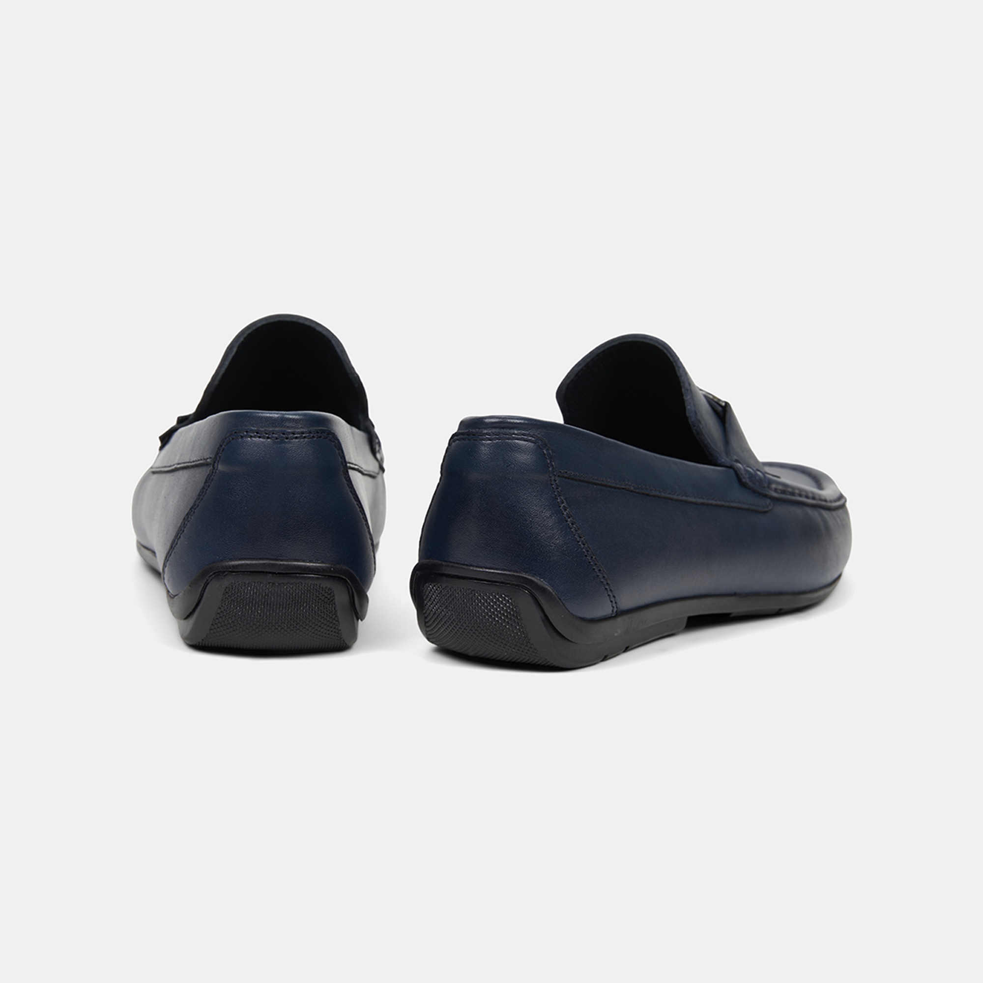 Erkek Lacivert Metal Detaylı Deri Loafer