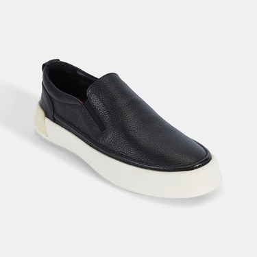  Erkek Siyah Slip-On Deri Loafer