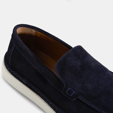  Erkek Lacivert Süet Deri Loafer