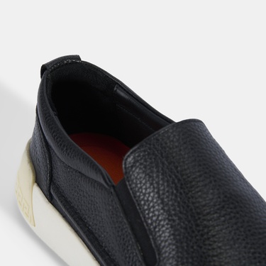  Erkek Siyah Slip-On Deri Loafer