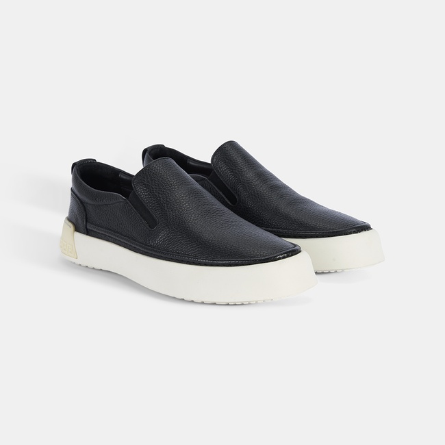  Erkek Siyah Slip-On Deri Loafer