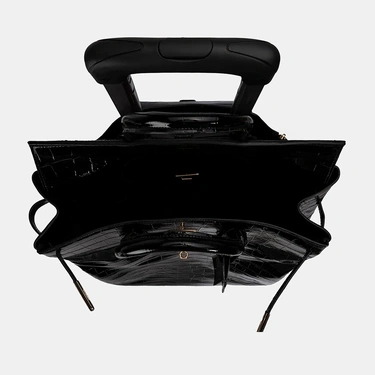  Siyah Kroko Baskılı Rugan Deri Kabin Valiz