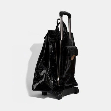  Siyah Kroko Baskılı Rugan Deri Kabin Valiz