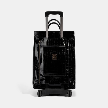  Siyah Kroko Baskılı Rugan Deri Kabin Valiz