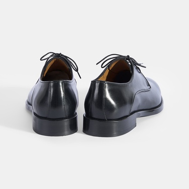  Erkek Siyah Bağcıklı Klasik Deri Ayakkabı