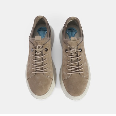  Erkek Vizon DesaComfort Lastik Bağcıklı Deri Sneaker