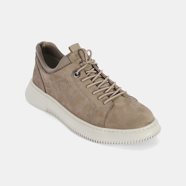  Erkek Vizon DesaComfort Lastik Bağcıklı Deri Sneaker