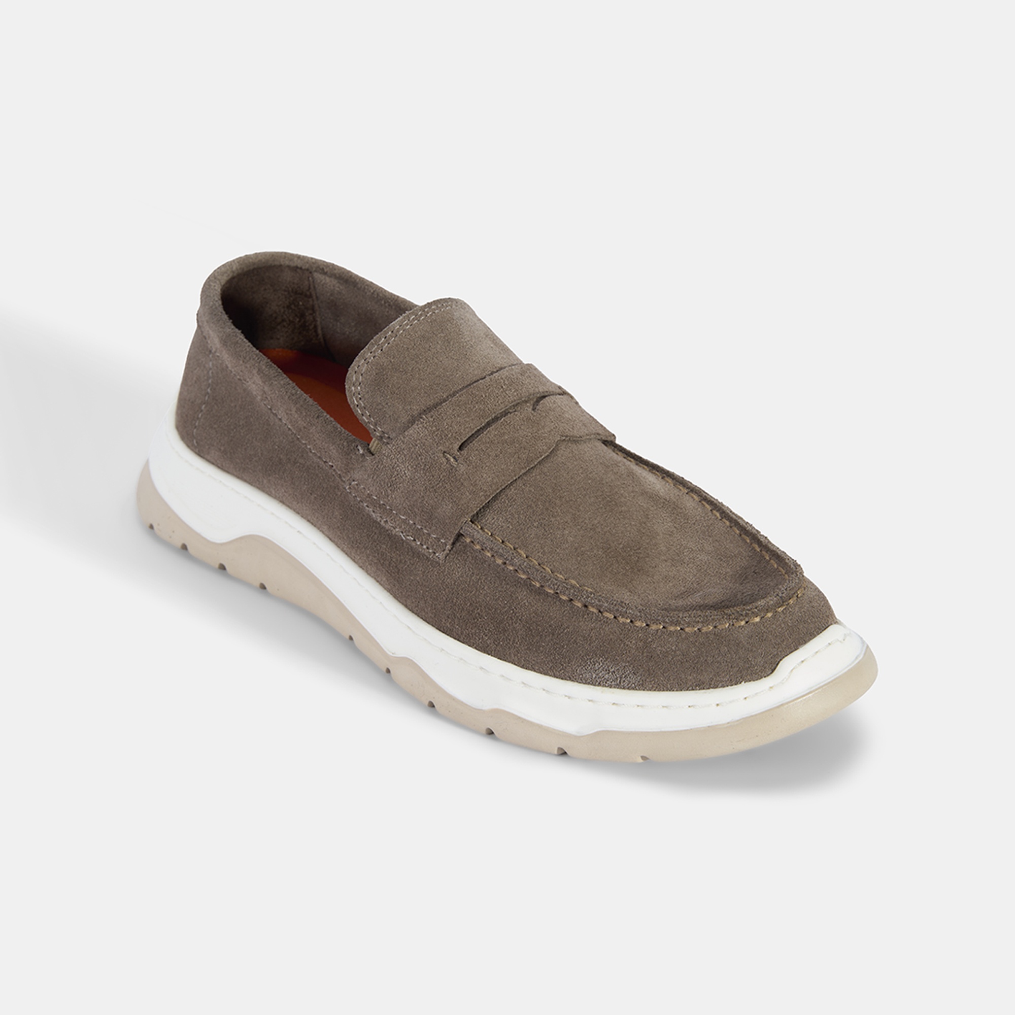 Erkek Vizon Kalın Tabanlı Süet Deri Loafer