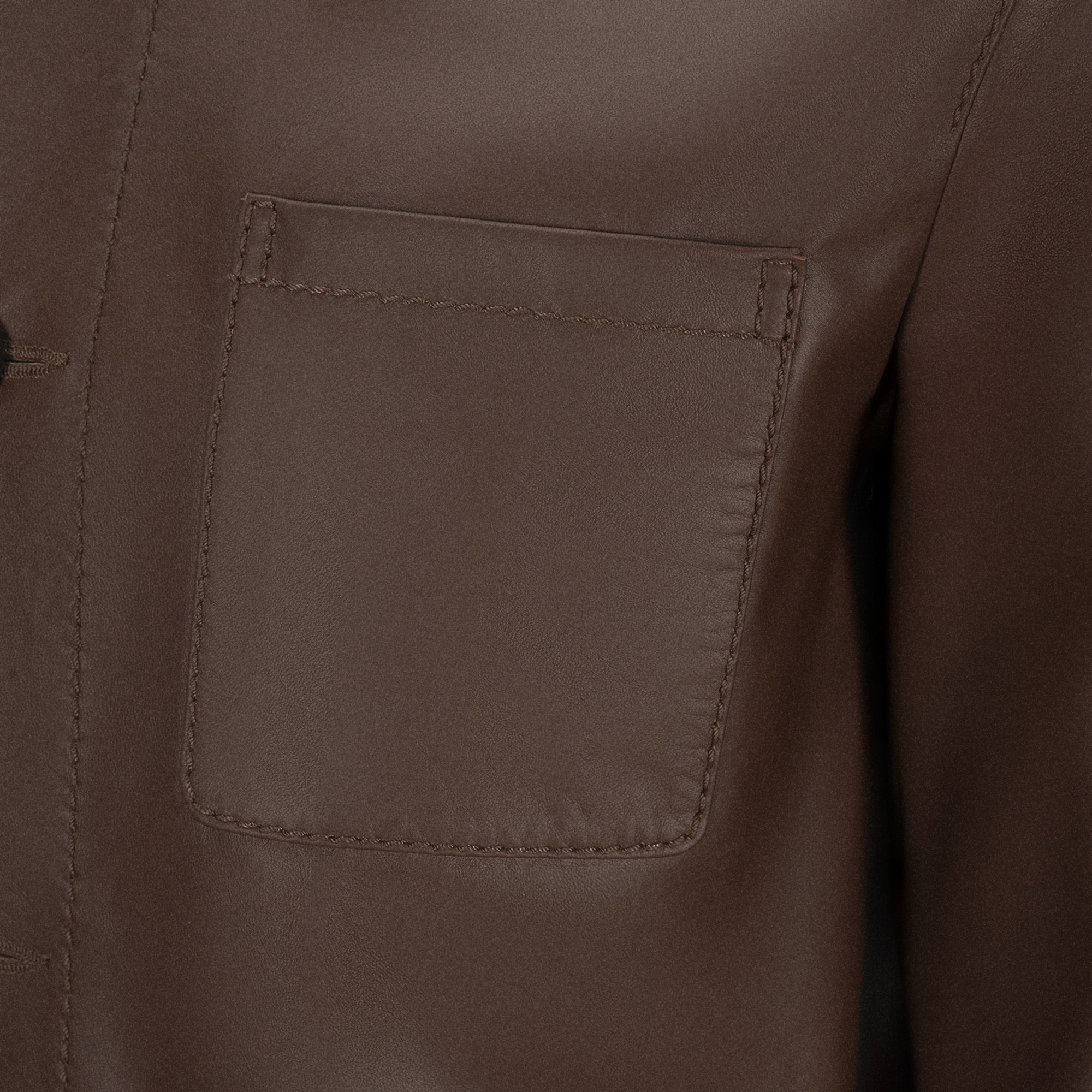 Erkek Kahve Gömlek Yakalı Deri Ceket