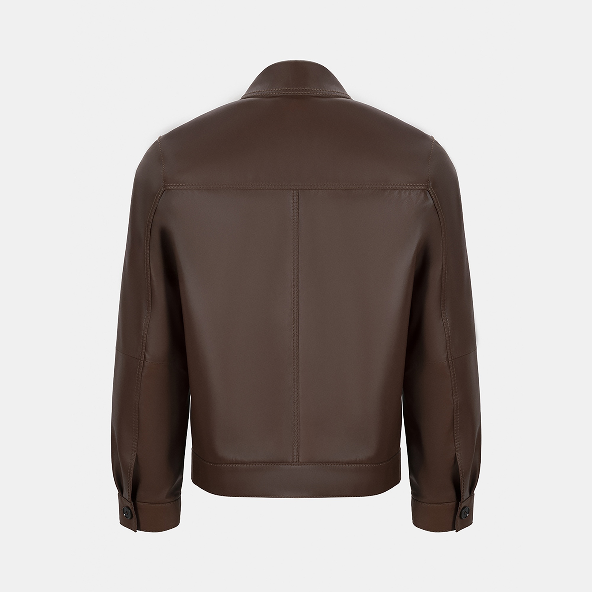 Erkek Kahve Gömlek Yakalı Deri Ceket