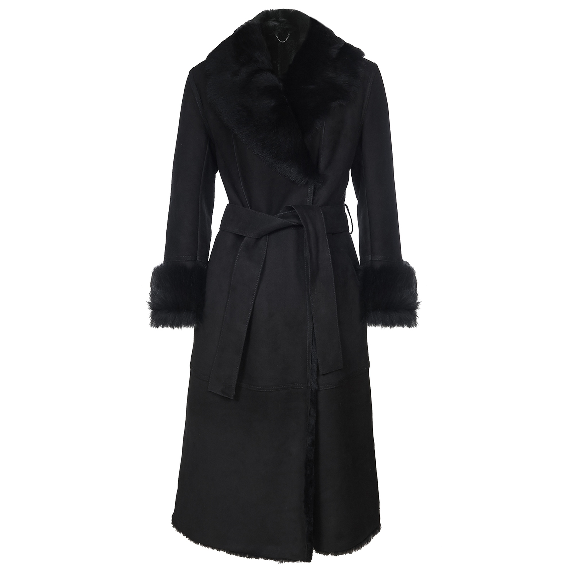 Siyah Ileanna Kadın Kürk Kaban