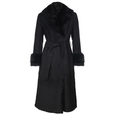  Siyah Ileanna Kadın Kürk Kaban