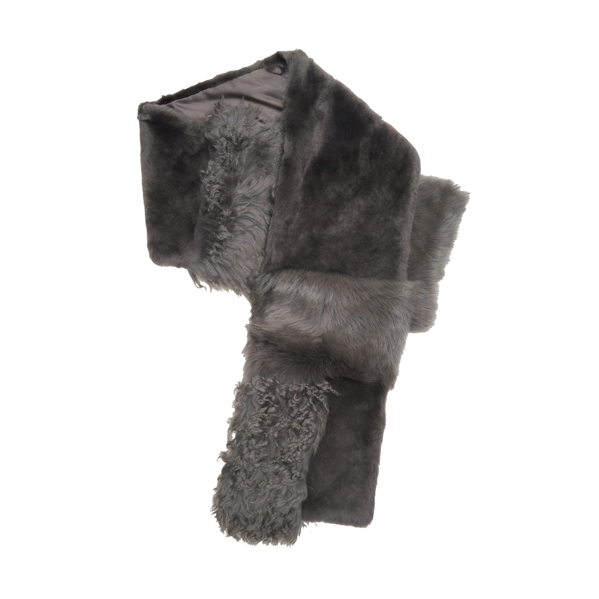 Miranna Gri Kadın Kürk Şal Yaka