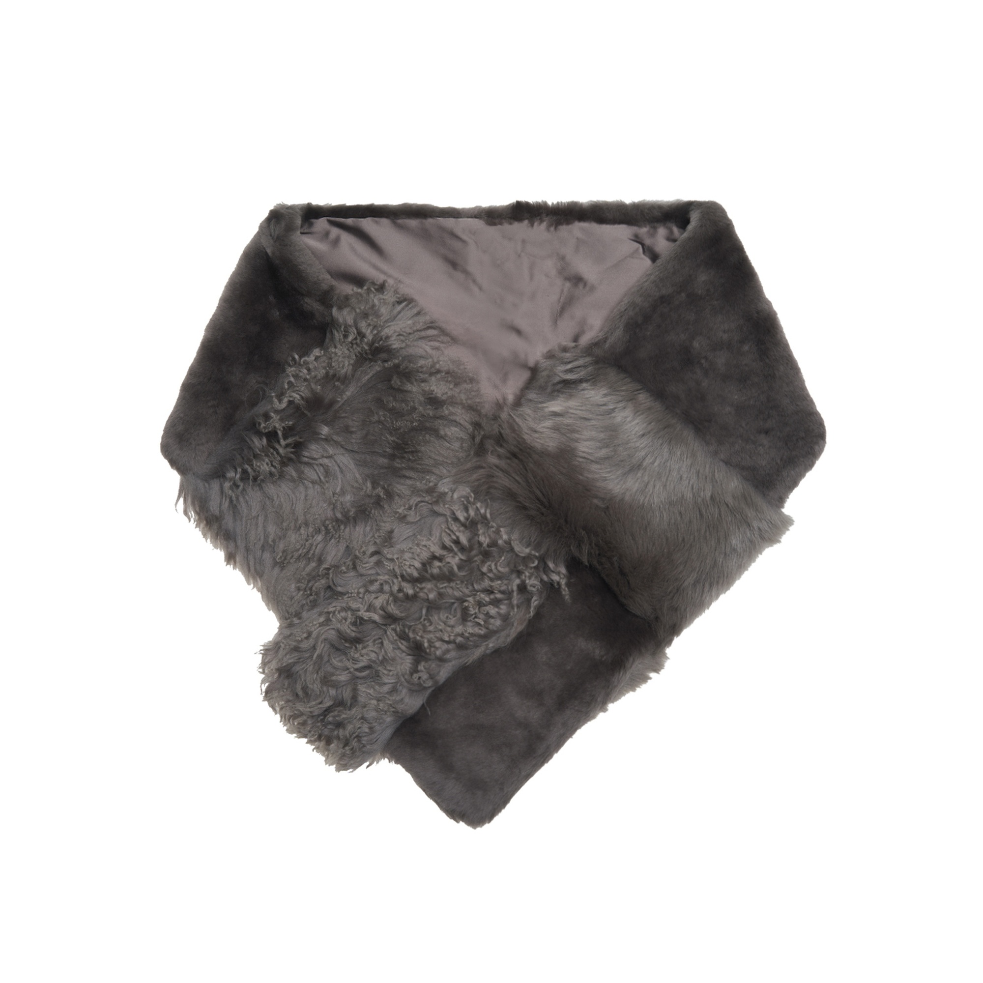 Miranna Gri Kadın Kürk Şal Yaka