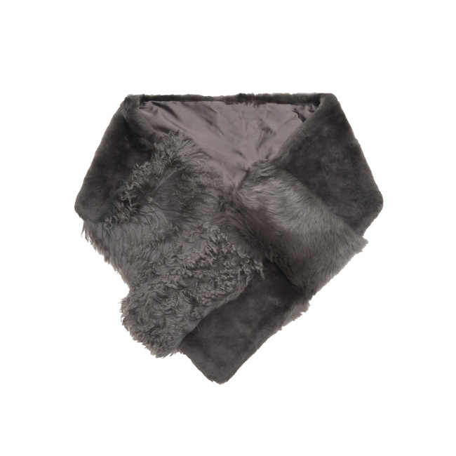  Miranna Gri Kadın Kürk Şal Yaka