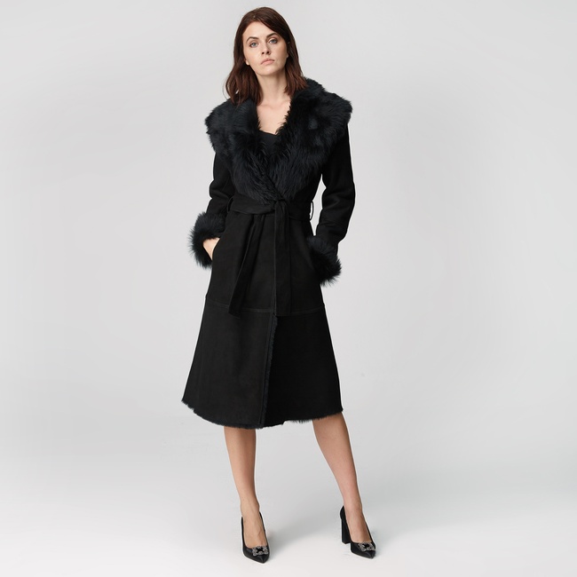  Siyah Ileanna Kadın Kürk Kaban