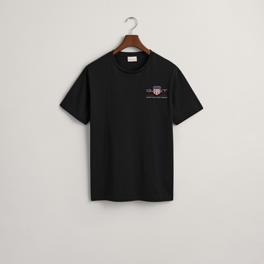  GANT Erkek Siyah Regular Fit Bisiklet Yaka Logolu T-shirt