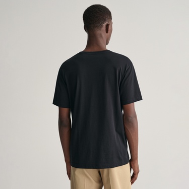  GANT Erkek Siyah Regular Fit Bisiklet Yaka Logolu T-shirt