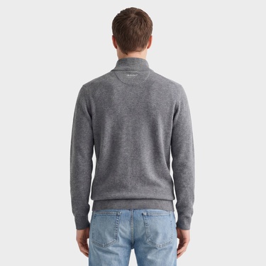  GANT Erkek Gri Regular Fit Yarım Fermuarlı Yün Kazak