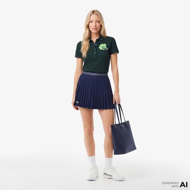  Kadın Slim Fit Koyu Yeşil Polo