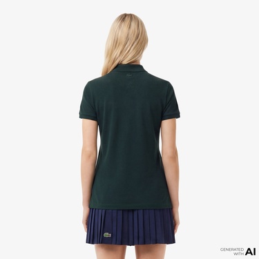  Kadın Slim Fit Koyu Yeşil Polo