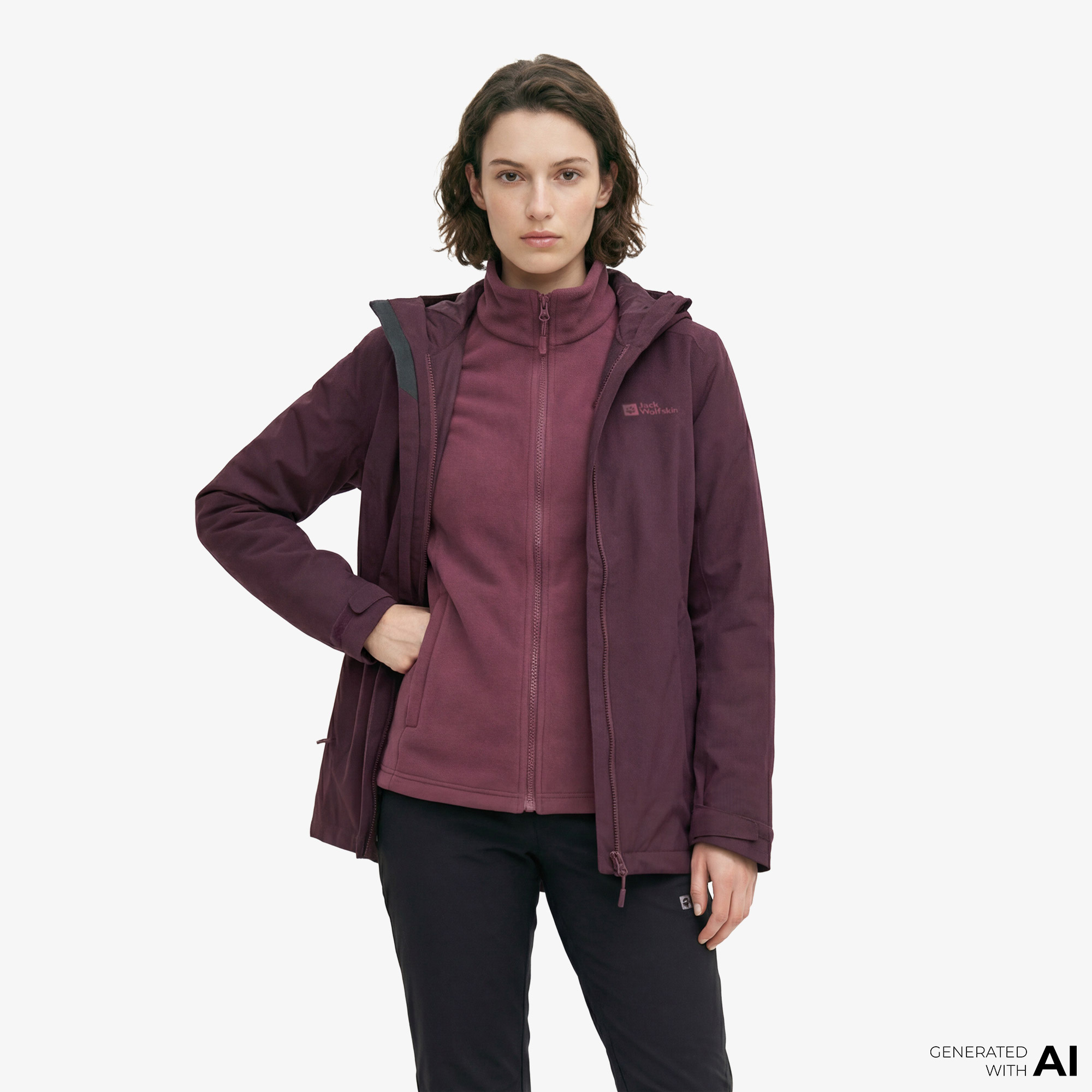  Jack Wolfskin Moonrise 3in1 Kadın Mor Ceket