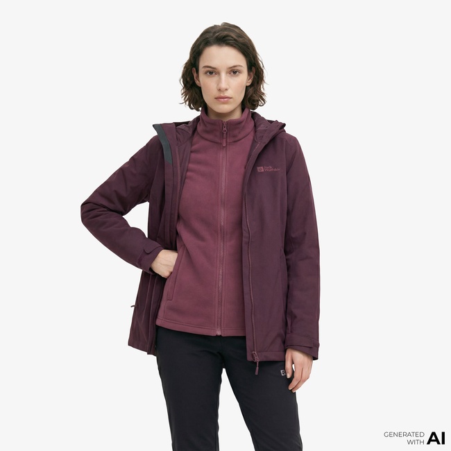 Jack Wolfskin Moonrise 3in1 Kadın Mor Ceket