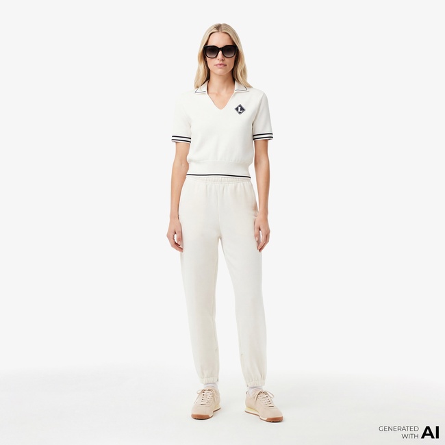  Lacoste Kadın Straight Fit Beyaz Eşofman Altı