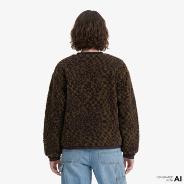  Vans Suffolk Cheetah Check Pile Coat Kadın Bordo Ceket