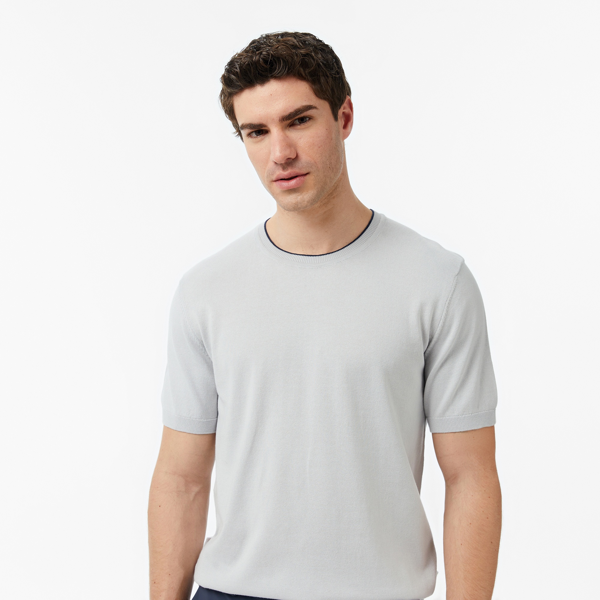 Nautica Erkek Gri Regular Fit Kısa Kollu Triko